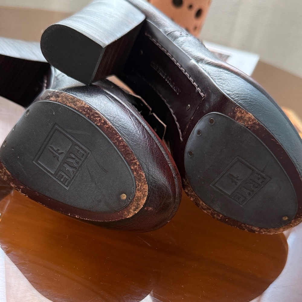 FRYE AND CO. Naya Kiltie Oxford Brown Leather Heels with platform - Picture 7 of 9